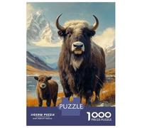 Puzzle Da 1000 Pezzi Per Adulti E Ragazzi Yak And Calf in Mountain Landscape Puzzle Per Adulti Giocattolo Decorazione Da Parete Corsa Di Velocità Manuale Difficile E Sfida 52x38cm/1000pcs