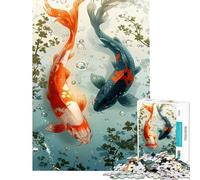 Puzzle da 1000 pezzi per adulti e ragazzi Yin e Yank puzzle con pesci koi gioco per famiglie difficile ideale come regalo (dimensioni 38x26cm)