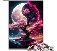 Puzzle da 1000 pezzi per adulti e ragazzi Yin Yang Albero di ciliegio in fiore per bambini dai 14 anni in su Gioco pratico Regalo di Natale (dimensioni 26x38cm)