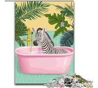 Puzzle da 1000 pezzi per adulti e ragazzi, Zebra nella vasca da bagno, giochi, giocattoli, regali unici per compleanni e regali per bambini dai 14 anni in su (dimensioni 26x38cm)