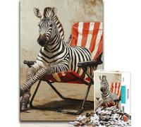 Puzzle da 1000 pezzi per adulti e ragazzi, Zebra seduta su una sedia, puzzle per adulti, impegnativo e difficile, ideale come regalo per tutta la famiglia (dimensioni 75x50cm)