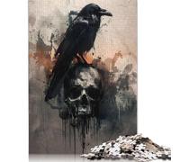 Puzzle da 1000 pezzi per adulti EA Poe Raven on Skull Puzzle per adulti Puzzle di carta Giochi per famiglie Regali di compleanno di Natale 1000 pezzi (75x50 cm)