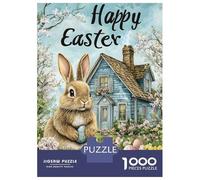 Puzzle Da 1000 Pezzi Per Adulti Easter Bunny in Garden Puzzle Per Adulti Gioco Pratico Difficile Difficile Unico Compleanno E Regali 52x38cm/1000pcs