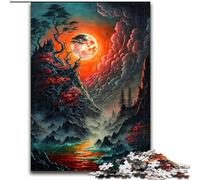 Puzzle da 1000 pezzi per adulti "Eclissi lunare nebbiosa" in legno perfetto regalo di Natale e Capodanno regalo di Natale 50x75cm per la casa allenamento del cervello e regali di Natale.