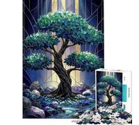 Puzzle da 1000 pezzi per adulti effetto vetrata albero scuro gioco pratico per adulti regalo per donne ideale come regalo per tutta la famiglia (dimensioni 38x52cm)