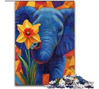 Puzzle da 1000 pezzi per adulti, elefante blu in legno, perfetto come decorazione fai da te o regalo di compleanno, dimensioni 50X75cm, gioco rompicapo per adolescenti, perfetto regalo di Natale