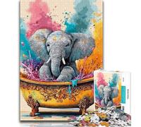 Puzzle da 1000 pezzi per adulti, Elefante che fa il bagno, 1000 pezzi per adulti, interessante riduzione dello stress, interazione genitore-figlio (dimensioni 75x50cm)