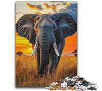 Puzzle da 1000 pezzi per adulti Elefante della savana africana Aiuta il cervello a esercitare Giocattoli avvincenti per coltivare la pazienza Un'opera d'arte 50x75cm