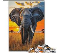 Puzzle da 1000 pezzi per adulti, Elefante della savana africana, puzzle da 1000 pezzi per adulti, rilassante e divertente, perfetto regalo di Natale e decorazione per la casa, 26x38cm