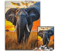 Puzzle da 1000 pezzi per adulti, elefante della savana africana, puzzle in legno con gioco interattivo per famiglie, bambini dai 14 anni in su, 50x75cm
