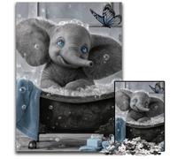 Puzzle da 1000 pezzi per adulti, elefante e farfalla blu, puzzle in legno, regalo perfetto per compleanni, feste, ideale per Natale, 50x75cm