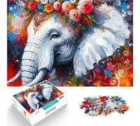 Puzzle da 1000 pezzi per adulti Elefante maestoso in fiore in acrilico Fatto di legno per età pari o superiore a 14 anni Analisi e logica Regali di compleanno misurare:50x75cm