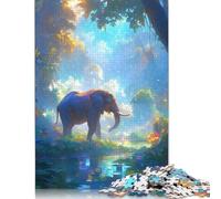 Puzzle da 1000 pezzi per adulti Elefante nella giungla lussureggiante Puzzle per adulti e puzzle in legno Decorazione per la casa Regali per le vacanze 1000 pezzi (75x50 cm)