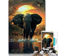 Puzzle da 1000 pezzi per adulti, elefanti africani, per adolescenti, giochi educativi, decorazioni per la casa, regalo di compleanno, regali, arte murale (dimensioni 38x26cm)