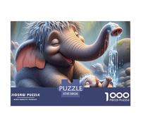 Puzzle da 1000 pezzi per adulti: elefanti che giocano nell'acqua che schizza, gioco divertente e stimolante per famiglie e fantastica idea regalo 38x26 cm/1000 pezzi