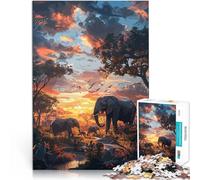 Puzzle da 1000 pezzi per adulti Elefanti Natura SynthWave Giocattoli per l'intrattenimento in famiglia Collezione di artisti, Belle arti 52x38cm