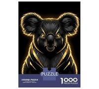 Puzzle Da 1000 Pezzi Per Adulti Elegant Black And Gold Koala Portrait Puzzle Per Adulti Gioco Per Famiglie Taglio Di Precisione Regali Unici Per Compleanno E Natale 38x26cm/1000pcs