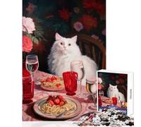 Puzzle da 1000 pezzi per adulti elegante dipinto di un gatto per una cena romantica giocattolo puzzle da 1000 pezzi decorazione da parete regalo di compleanno per tutta la famiglia (50x75cm)