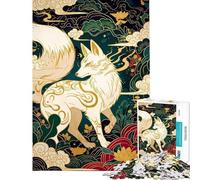 Puzzle da 1000 pezzi per adulti elegante volpe in stile artistico giapponese rompicapo per adulti taglio di precisione ideale come regalo (dimensioni 50x75cm)