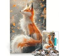 Puzzle da 1000 pezzi per adulti: elegante volpe in un ambiente autunnale, gioco impossibile, sfida difficile, per rafforzare l'amore tra le coppie 38x26cm