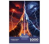 Puzzle Da 1000 Pezzi Per Adulti Elemental Wolves Howling at The Sky Puzzle Per Adulti Giocattoli Antistress Regalo Di Compleanno Regali Per La Riduzione Dello Stress 52x38cm/1000pcs