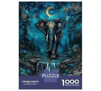 Puzzle Da 1000 Pezzi Per Adulti Elephant in Teal Forest with Moon Puzzle Per Adulti Giocattoli Antistress Regali Per Donne È Ideale Come Regalo 38x26cm/1000pcs