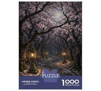 Puzzle Da 1000 Pezzi Per Adulti Enchanted Cherry Blossom Path at Night Puzzle Per Adulti Giochi Per Famiglie Taglio Di Precisione Regalo Di Compleanno, Regali, 70x50cm/1000pcs