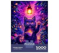Puzzle Da 1000 Pezzi Per Adulti Enchanting Cat with Tea in Magical Forest Puzzle Per Adulti Giochi Divertenti Regali Per Donne Aiuta L'esercizio Del Cervello 38x26cm/1000pcs