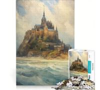 Puzzle da 1000 pezzi per adulti, epico Mont Saint Michel, gioco pratico, decorazione per la casa, compleanno e Natale 50x75cm