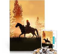 Puzzle da 1000 pezzi per adulti equitazione da cowboy Difficile da completare ma divertente e umoristico Adatto per la decorazione del desktop 52x38cm