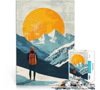 Puzzle da 1000 pezzi per adulti Escursione al tramonto sulle montagne innevate Assemblaggio del modello per la decorazione della casa 70x100cm