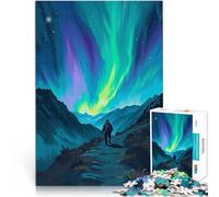 Puzzle da 1000 pezzi per adulti Escursione notturna all'aurora boreale, dipinto acrilico Gioco a quiz Migliorare l'amore tra le coppie 38x26cm