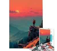 Puzzle da 1000 pezzi per adulti escursionista al tramonto vista panoramica sulla montagna sfida per l'intelligenza giocattolo avvincente giochi rilassanti apprendimento regalo educativo di compleanno