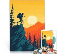 Puzzle da 1000 pezzi per adulti Escursionista sulla cima della montagna Difficile e sfidante con poster abbinato e foglio di quiz 52x38cm