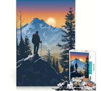Puzzle da 1000 pezzi per adulti escursionista sulla cima di una montagna al tramonto gioco rompicapo divertente antistress ogni pezzo è unico 38x52cm