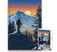 Puzzle da 1000 pezzi per adulti, escursionisti sulla cima di una montagna al tramonto, divertente e tranquillo tempo libero, giocattolo di precisione, dimensioni 50x75cm
