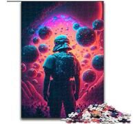 Puzzle da 1000 pezzi per adulti "Esploratore Spaziale" in legno, idea regalo per le feste, opera d'arte umoristica, opera d'arte dettagliata 50x75cm per compleanno, festa, Natale, Halloween
