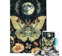 Puzzle da 1000 pezzi per adulti Falena celeste sotto la luna piena gioco intellettuale educativo divertente e spiritoso ideale come regalo di Babbo Natale segreto (dimensioni 50x75cm)