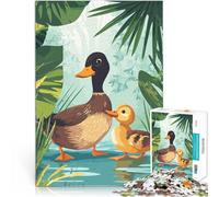 Puzzle da 1000 pezzi per adulti Famiglia di anatre in una vegetazione lussureggiante Gioco pratico offerte come regali per tutta la famiglia 75x50cm