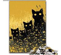 Puzzle da 1000 pezzi per adulti, famiglia di gatti neri, attività da fare a casa per feste, compleanni e serate di giochi in famiglia, 50x75cm