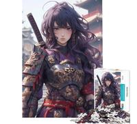 Puzzle da 1000 pezzi per adulti fanciulla samurai guerriero gioco rilassante giocattolo educativo regalo di compleanno per donne (dimensioni 50x75cm)