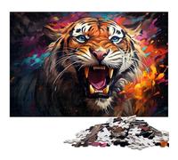 Puzzle da 1000 pezzi per adulti fantasia a colori tigre violenta giochi educativi regali di Natale e compleanno per adolescenti dai 14 anni in su 1000 pezzi (75x50 cm)