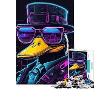 Puzzle da 1000 pezzi per adulti fantastico anatra al neon in stile cyberpunk difficile e stimolante gioco di analisi e logica rompicapo per ragazzi dai 14 anni in su 38x26cm