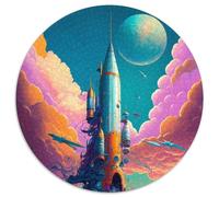 Puzzle da 1000 pezzi per adulti,fantastico puzzle rotondo "Rocket The Sea",1000 pezzi,rompicapo impegnativo,attività per famiglie,decorazione per la casa,regalo di Natale (dimensioni 67,5x67,5 cm)