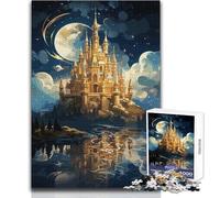 Puzzle da 1000 pezzi per adulti Fantasy Lake Moon Castle Meraviglioso per le giornate di svago pigro Affidabile Taglio aderente Dimensioni del giocattolo 50x75cm