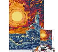 Puzzle da 1000 pezzi per adulti faro al tramonto gioco rompicapo ideale per le vacanze a casa passatempo giocattolo educativo regalo di compleanno o unico (38x26cm)