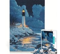 Puzzle da 1000 pezzi per adulti faro in inverno gioco educativo difficile e stimolante collezione d'artista belle arti 38x52cm