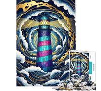 Puzzle da 1000 pezzi per adulti faro in un mare vorticoso puzzle per ragazzi giochi rilassanti decorazione per la casa attività divertenti da fare a casa (dimensioni 38x26cm)