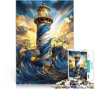 Puzzle da 1000 pezzi per adulti Faro nel mare in tempesta Vacanza a casa: uccidere il tempo Migliorare l'amore tra le coppie 38x26cm