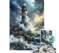 Puzzle da 1000 pezzi per adulti Faro nella tempesta Divertimento a casa attività decorative giocattoli per la casa per ragazzi dai 14 anni in su 50x75cm